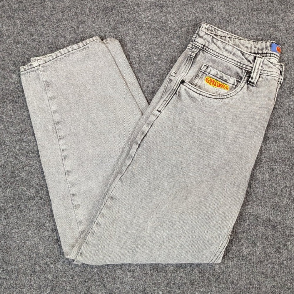 Empyre Relaxed Fit Jeans Grey Acid Wash Skater Denim Mens 28 Y2K Style